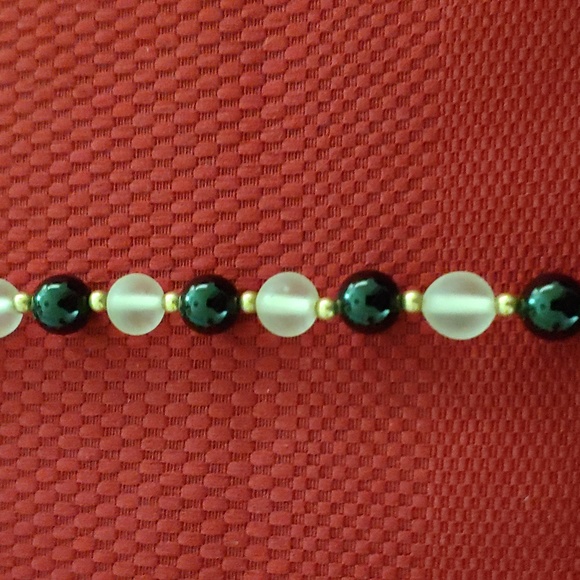 Vintage onyx, 14k, white quartz necklace - Picture 4 of 4